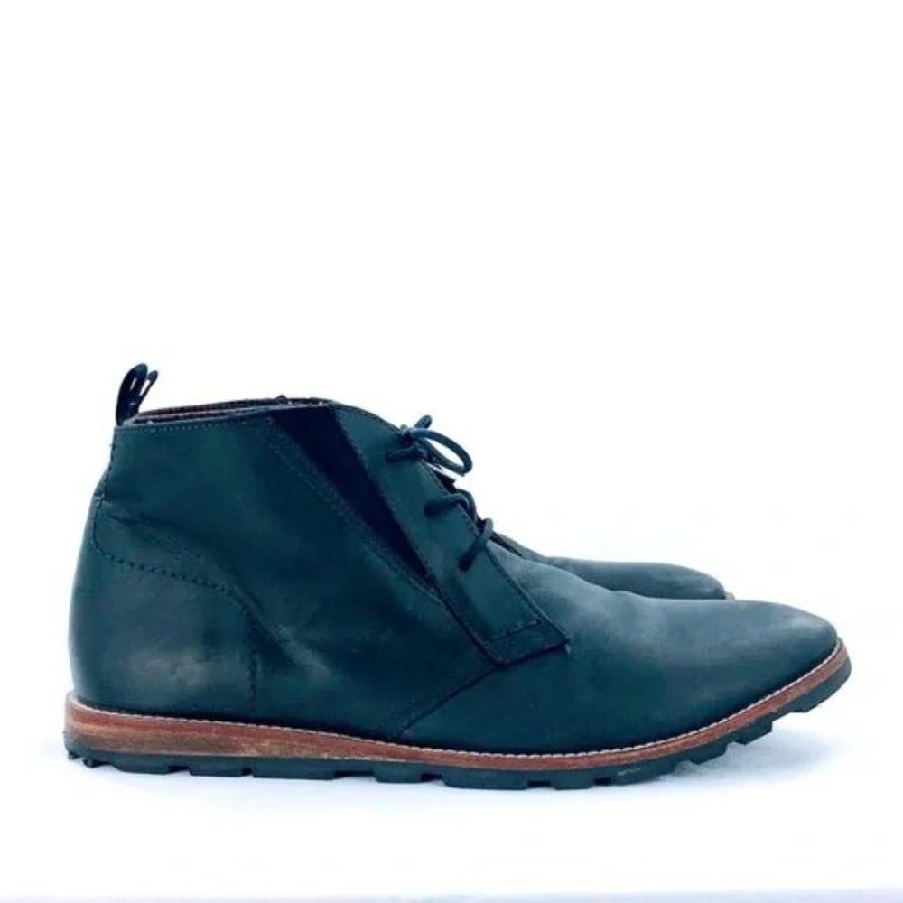 Ben Sherman Mens Chukka Boot Blue Leather Lace Up Ankle Boot Lug Sole Sz 12